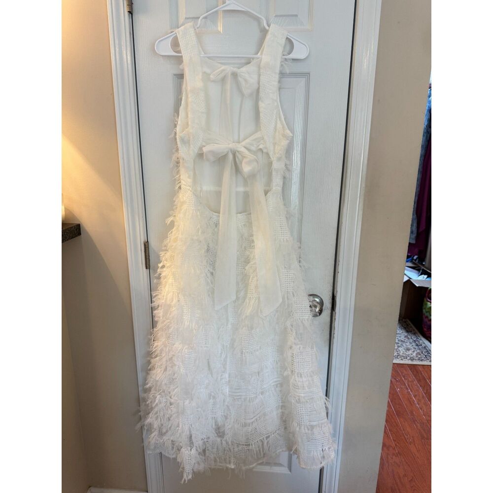 Lulu's White Textured Open Back Midi Dress Sz L NWT - Picture 5 of 11